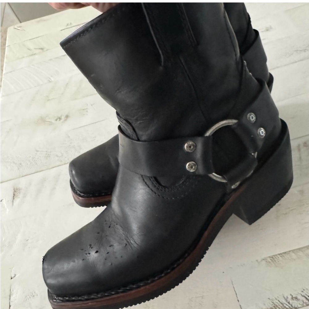 Harley-Davidson Black Leather Harness Moto Boots - Picture 2 of 9